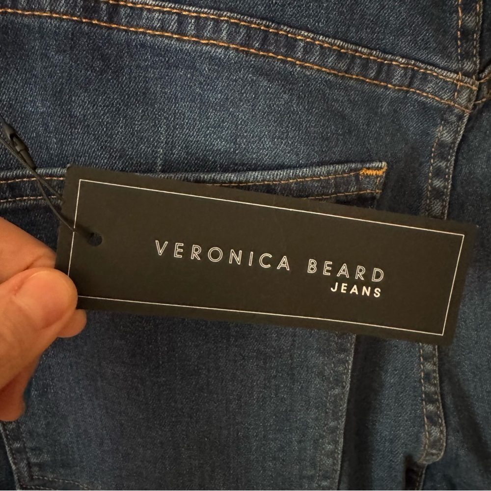 NWT VERONICA BEARD Ryleigh Slim
Straight High Rise Jeans Bright Blue Raw Hem 30 - Picture 4 of 16